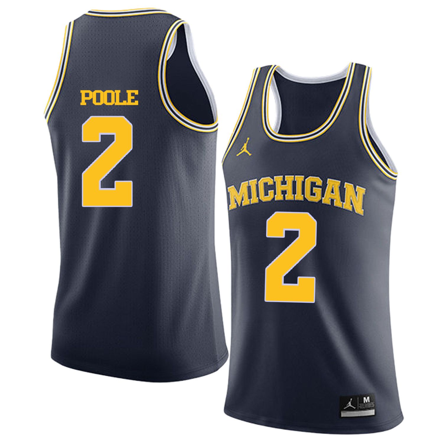 Men Jordan University of Michigan Basketball Navy #2 Poole Customized NCAA Jerseys->customized ncaa jersey->Custom Jersey